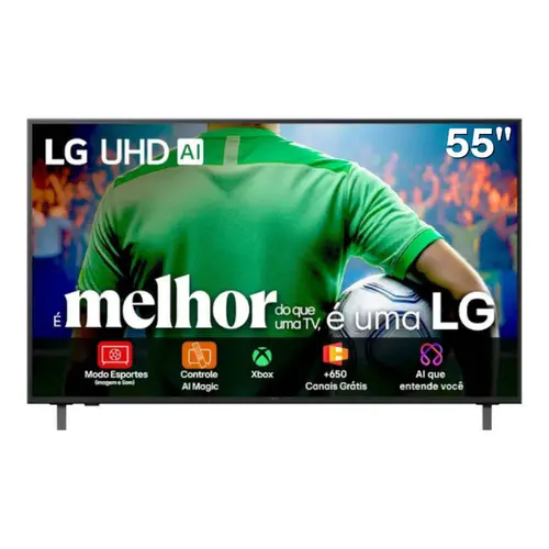 Smart TV 4K 55” LG LED UHD 55UA8550PSA Processador a7 AI Processor 4K Gen8 com Comando de Voz 3 HDMI 1 USB