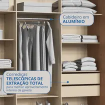 Guarda-Roupa Casal 2 Portas de Correr 2 Gavetas Castro Master New 0626A Flex