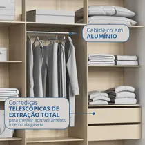 Guarda-Roupa Casal 2 Portas de Correr 2 Gavetas Castro Master New 0626A