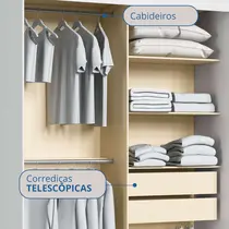 Guarda-Roupa Casal 2 Portas de Correr 2 Gavetas Castro Rudá 0634A Flex