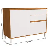 Balcão Pia 120cm 1 Porta 2 Gavetas com Divisor de Talheres Edez Denver PH3110