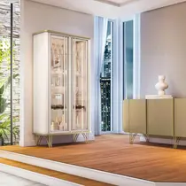 Cristaleira 90cm 2 Portas de Vidro HB Móveis Evora