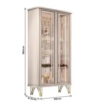 Cristaleira 90cm 2 Portas de Vidro HB Móveis Evora