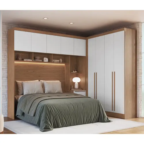 Quarto Modulado Casal 2 Peças Moveis Castro – Cedro/Branco Line