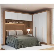 Quarto Modulado Casal 2 Peças Moveis Castro – Cedro/Branco Line