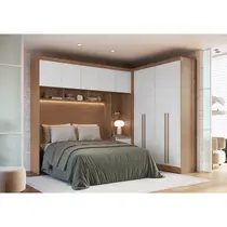 Quarto Modulado Casal 2 Peças Moveis Castro – Cedro/Branco Line
