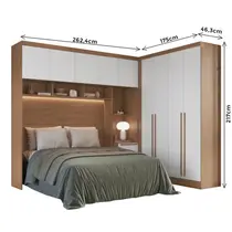 Quarto Modulado Casal 2 Peças Moveis Castro – Cedro/Branco Line