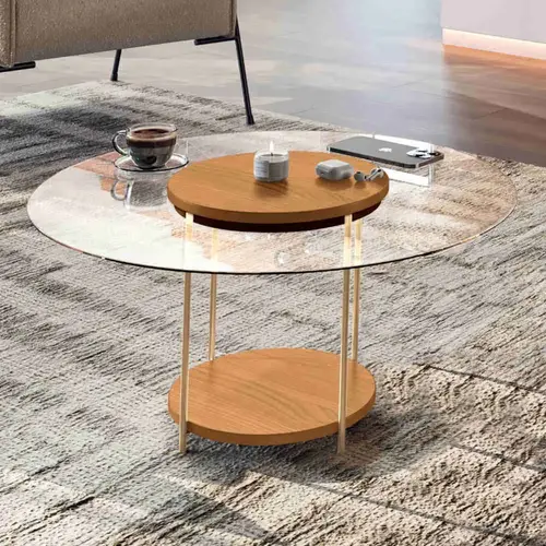 Mesa de Centro com Tampo de Vidro HB Móveis SKY