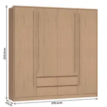 Guarda-Roupa Casal 4 Portas 4 Gavetas Castro Astor 3296A