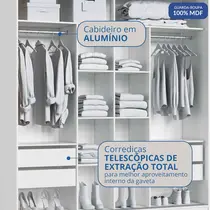 Guarda-Roupa Casal 2 Portas de Correr 4 Gavetas 100% MDF Castro Pontal 0920M