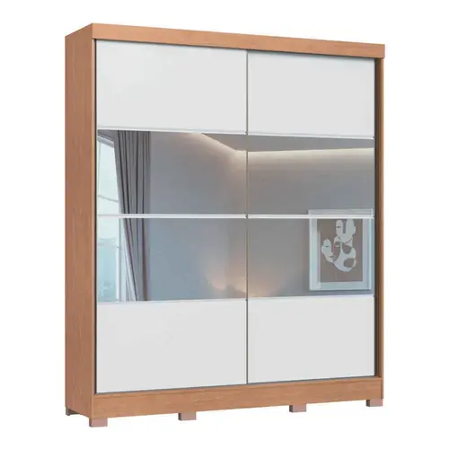 Guarda-Roupa Casal com Espelho 2 Portas de Correr 4 Gavetas 100% MDF Castro Pontal 0920M
