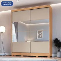 Guarda-Roupa Casal com Espelho 2 Portas de Correr 4 Gavetas 100% MDF Castro Pontal 0920M