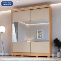 Guarda-Roupa Casal com Espelho 2 Portas de Correr 4 Gavetas 100% MDF Castro Pontal 0920M