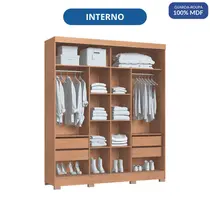 Guarda-Roupa Casal com Espelho 2 Portas de Correr 4 Gavetas 100% MDF Castro Pontal 0920M