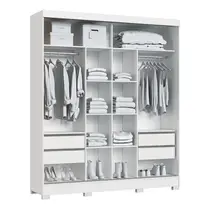 Guarda-Roupa Casal com Espelho 2 Portas de Correr 4 Gavetas 100% MDF Castro Pontal 0920M