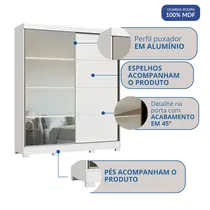 Guarda-Roupa Casal com Espelho 2 Portas de Correr 4 Gavetas 100% MDF Castro Pontal 0920M