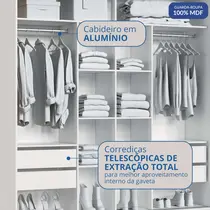 Guarda-Roupa Casal com Espelho 2 Portas de Correr 4 Gavetas 100% MDF Castro Pontal 0920M