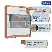 Guarda-Roupa Casal com Espelho 2 Portas de Correr 4 Gavetas 100% MDF Castro Pontal 0920M