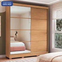 Guarda-Roupa Casal com Espelho 2 Portas de Correr 4 Gavetas 100% MDF Castro Pontal 0920M