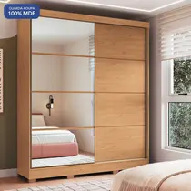 Guarda-Roupa Casal com Espelho 2 Portas de Correr 4 Gavetas 100% MDF Castro Pontal 0920M