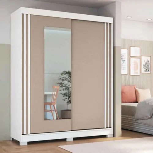 Guarda-Roupa Casal com Espelho 2 Portas de Correr 2 Gavetas Castro Rudá 0634A Flex