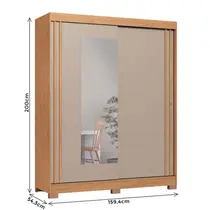 Guarda-Roupa Casal com Espelho 2 Portas de Correr 2 Gavetas Castro Rudá 0634A Flex