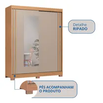Guarda-Roupa Casal com Espelho 2 Portas de Correr 2 Gavetas Castro Rudá 0634A Flex