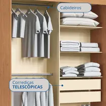 Guarda-Roupa Casal com Espelho 2 Portas de Correr 2 Gavetas Castro Rudá 0634A Flex