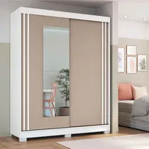Guarda-Roupa Casal com Espelho 2 Portas de Correr 2 Gavetas Castro Rudá 0634A Flex