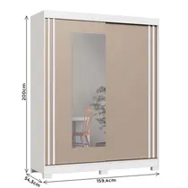 Guarda-Roupa Casal com Espelho 2 Portas de Correr 2 Gavetas Castro Rudá 0634A Flex