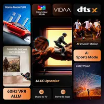 Smart TV 4K 58” Hisense LED UHD 58A6NV Dolby Vision com Comando de Voz HDR 3 HDMI 2 USB