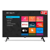 Smart TV 32” AOC DLED HD 32S5045/78G Roku TV com Comando de Voz HDR 3 HDMI 1 USB