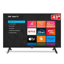 Smart TV 43” AOC DLED Full HD 43S5045/78G Roku TV com Comando de Voz HDR 3 HDMI 1 USB