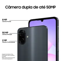 Smartphone Samsung Galaxy A07 4G 256GB 8GB RAM Câmera Dupla + Frontal 8MP Tela 6,7" - Preto