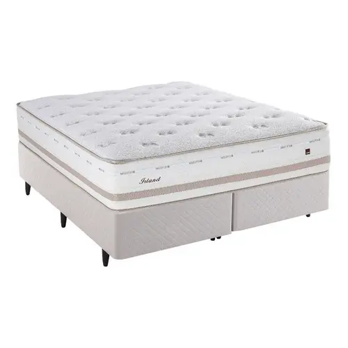 Cama Box Queen Herval Irland Idea158x198x72cm Molas Maxspring - Bege