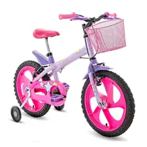 Bicicleta Infantil Aro 16 com Rodinhas Houston Lumi com Cesta - Lilás