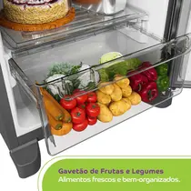Geladeira Consul CRM44MK 377 Litros Duplex Frost Free Tecnologia Inverter Inox