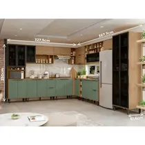 Cozinha Completa 20 Portas 6 Gavetas 100% MDF MX Móveis Toscana - Freijó/Jade