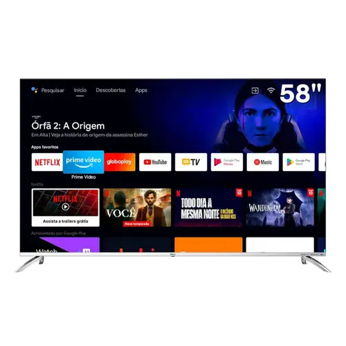 Smart TV 4K 58" Philco DLED PTV58G7PAGCSBL com Comando de Voz e Wi-Fi HDR 4 HDMI 2 USB