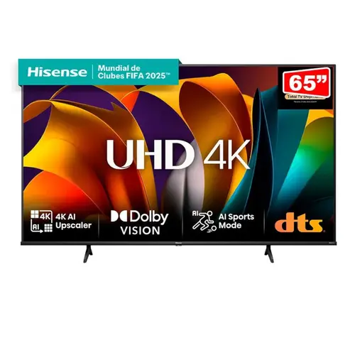 Smart TV 4K 65" Hisense DLED 65A6NV com Comando de Voz e Inteligência Artificial HDR 4 HDMI 2 USB