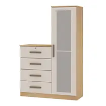 Cômoda 4 Gavetas 1 Porta com Espelho Genialflex Aurora