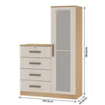 Cômoda 4 Gavetas 1 Porta com Espelho Genialflex Aurora