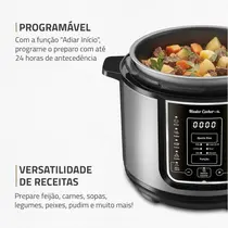 Panela de Pressão Elétrica Digital Mondial 5 Litros 900W Master Cooker Preto/Inox