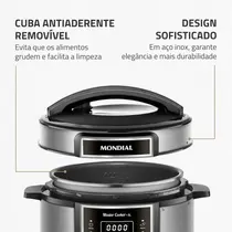 Panela de Pressão Elétrica Digital Mondial 5 Litros 900W Master Cooker Preto/Inox