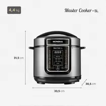 Panela de Pressão Elétrica Digital Mondial 5 Litros 900W Master Cooker Preto/Inox