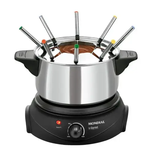 Panela Elétrica para Fondue Mondial Le Gourmet II FD-02 1200W com 8 Garfos Alumínio