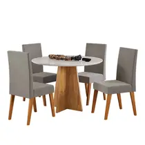 Conjunto Mesa de Jantar Dalila com Vidro e 4 Cadeiras Milão Veludo Viero