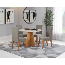 Conjunto Mesa de Jantar Dalila com Vidro e 4 Cadeiras Milão Veludo Viero