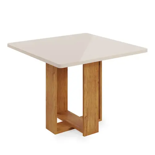 Mesa de Jantar 4 Lugares Tampo de Vidro Viero Angel 90x90cm