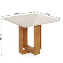 Mesa de Jantar 4 Lugares Tampo de Vidro Viero Angel 90x90cm